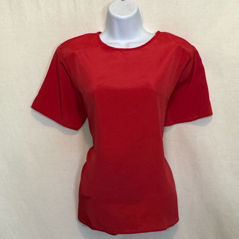 H-2 Penbrooke Lane Vintage Red Short Sleeve Pullover‎ Blouse Size M